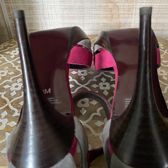 Grey, Purple and Fuschia Suede Strappy Heels, Size 8 - Picture 5 of 13